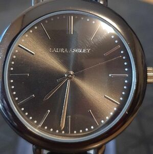 Laura Ashley Black/Silver Stainless Steel Mesh Women's Watch